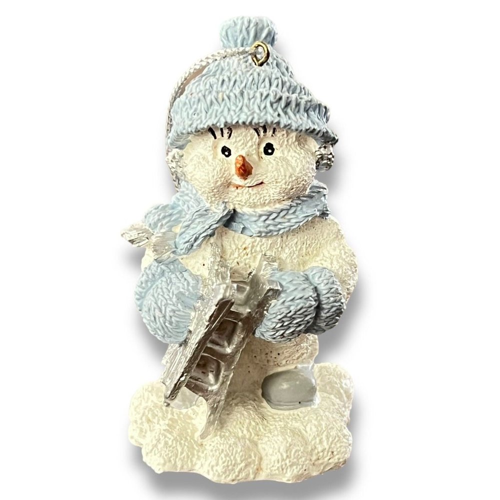 Snow Buddies Sleddin Vintage 3" Ornament By Encore #8527594212 Blue & White